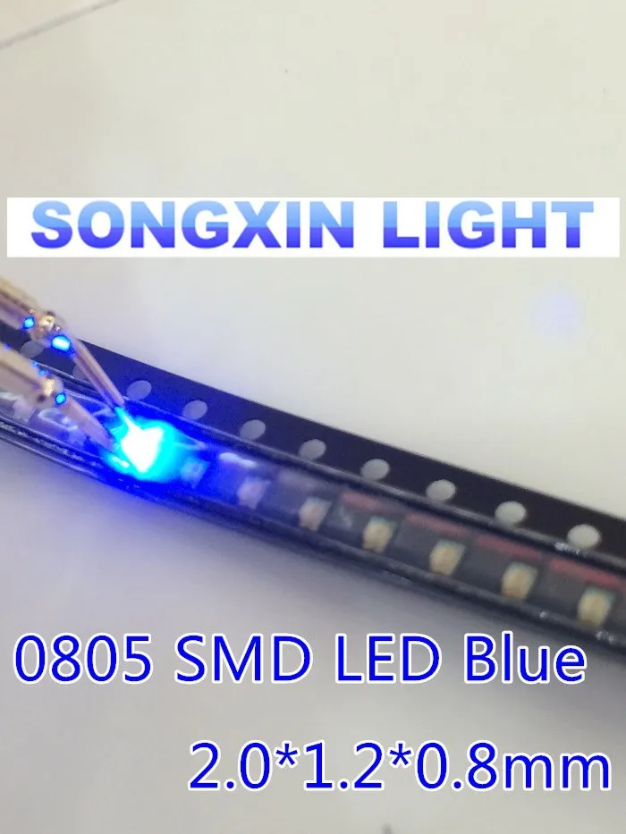 500PCS SMD 0805 Синий суперяркий SMD светодиодный лампы Диоды для подавления переходных скачков напряжения 0805 светодиодный 0805 диоды для подавления переходных скачков напряжения 460-465nm 80-120mcd 3,0-3,4 v светоизлучающий диод