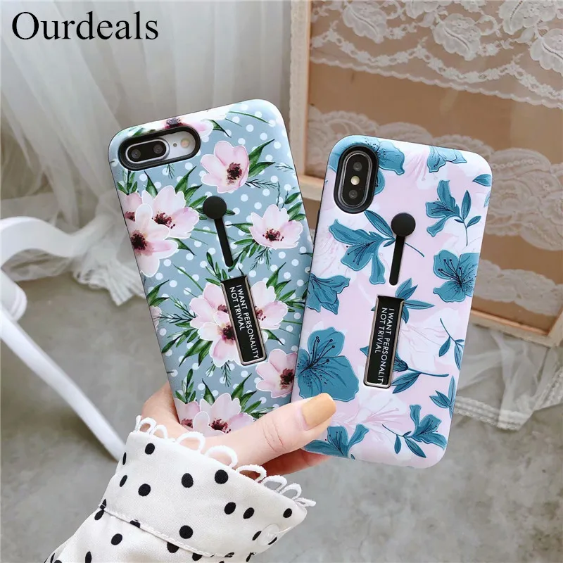Ourdeals Fashion Flower Stand Phone Case For iphone XS MAX XR X 8 7 6 6s plus Relief Fruit IMD Banana Leaf All inclusive Coque | Мобильные