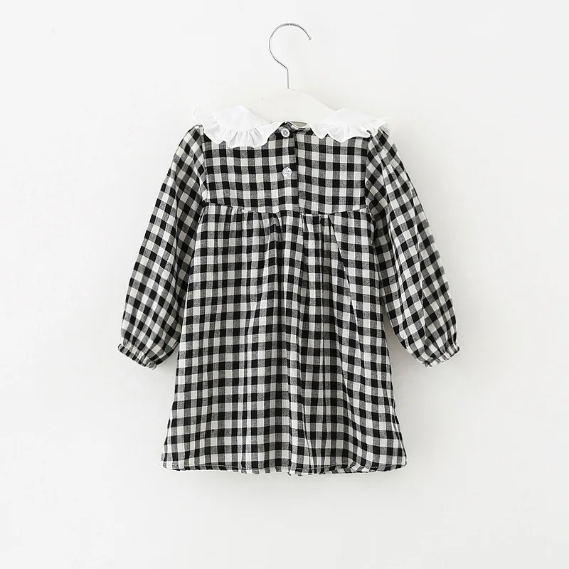 Long Sleeve Girls Dress in Girls' Dresses for Partry and Wedding Princess Dress Peter Pan Collar Yellow Plaid Baby Girls Dresses (12)