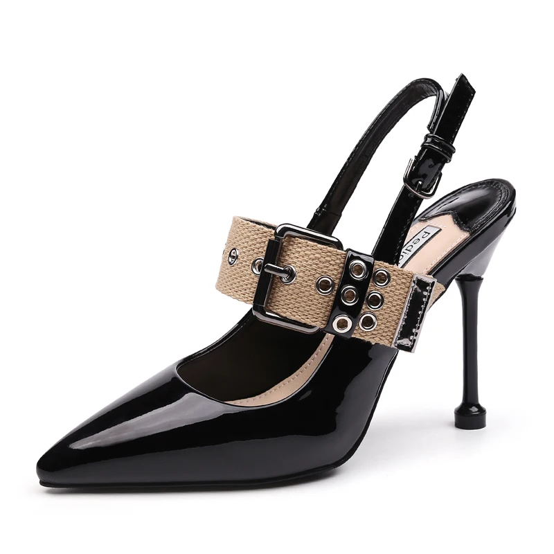

Ladies Patent Leather Womens Red Pointed Toe Shoes Heels Belt Buckle Pumps Stilettos Sexy 3Colors A488