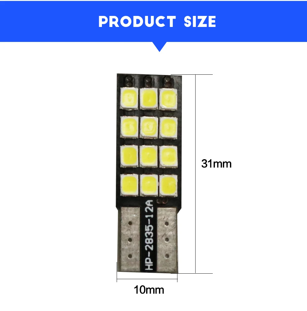 Aeing 1 шт. T10 W5W светодиодный свет лампы автомобиля белого Нет OBC Canbus Error Free 12SMD клиновидные боковые/номерной знак/внутренний и внешний створчатый распашный дверь/лампы для чтения лампа