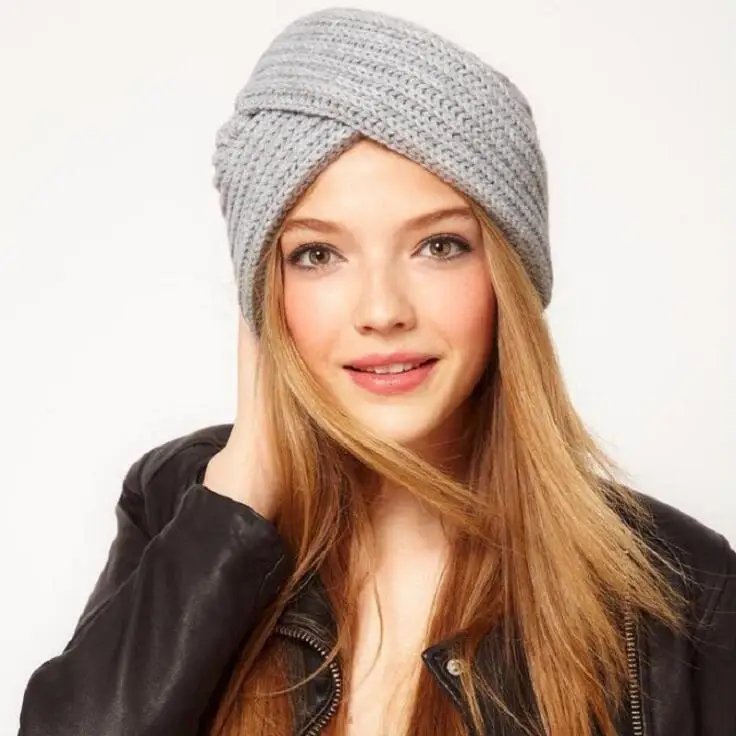 2018 Fashion knitted winter hat women felt hat ladies turban head wrap