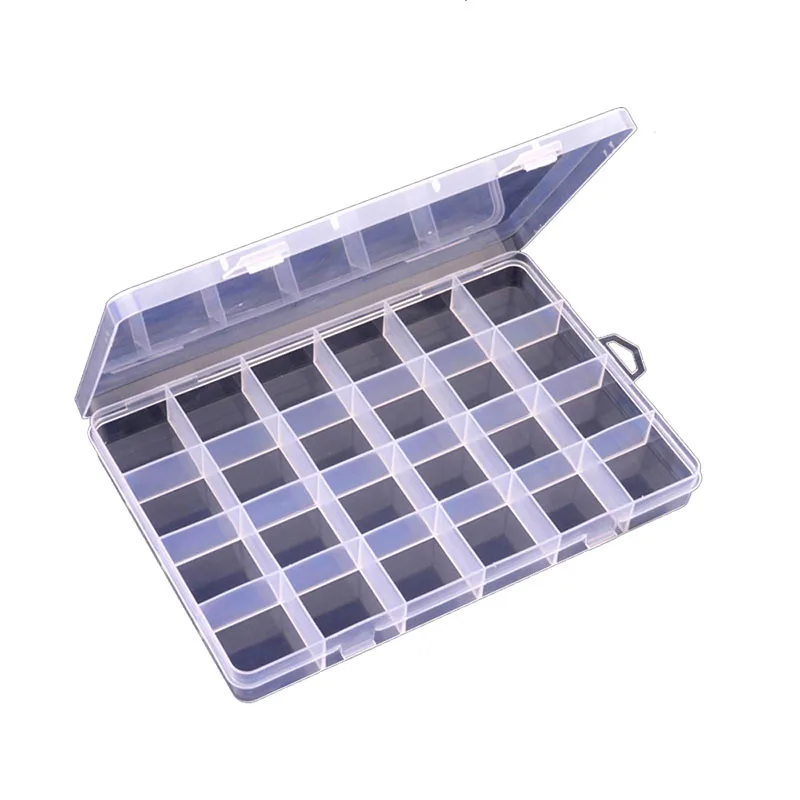 ONNPNNQ Clear Plastic 24 Slots Adjustable Jewelry Nail Art Rhinestone Empty Storage Box Case Craft Travel Organizer Bead Holder2