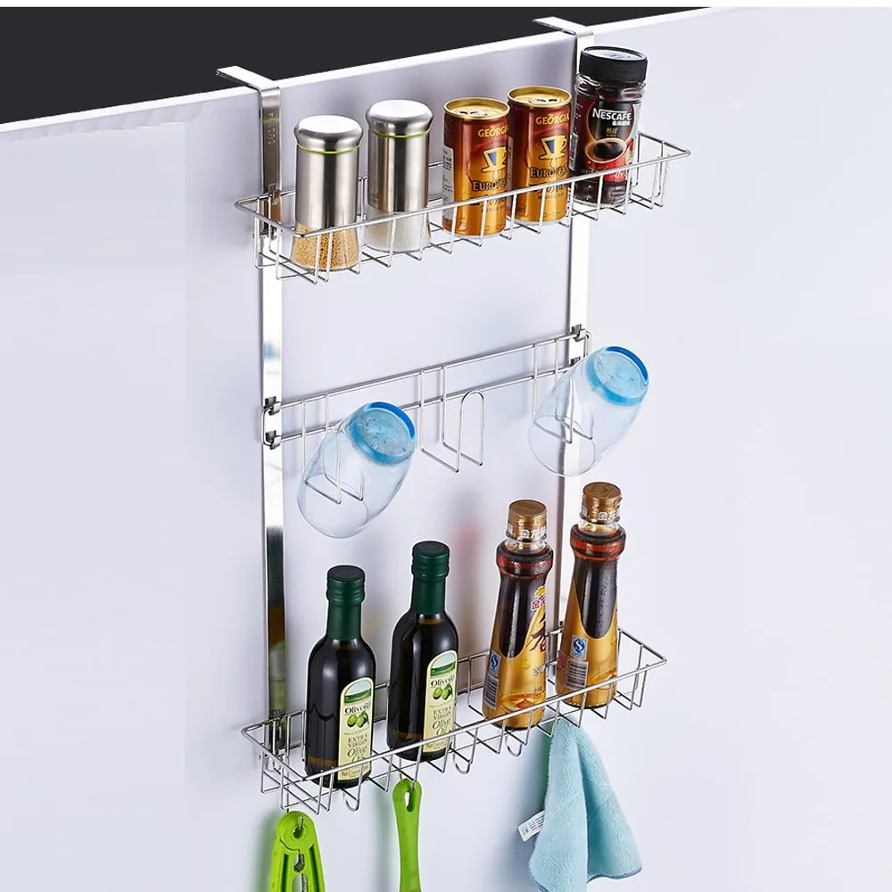 304 Stainless Steel Kitchen Rack Wall Mounted Door Rear Shelf