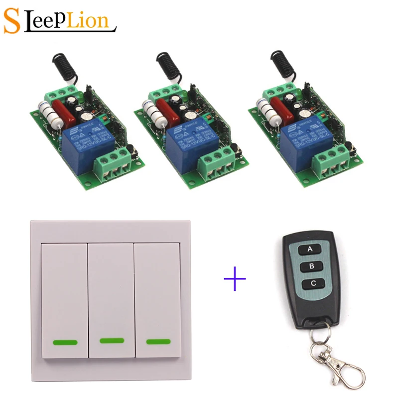 

Sleeplion 220V 10A wireless Switch Wall Remote control Transmitter+3 Receiver Teleswitch Light Lamp LED ON/OFF Power 220V
