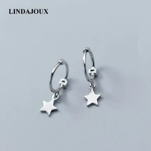 LINDAJOUX, маленькие 925 пробы, серебряные Подвесные серьги-гвоздики, серьги для женщин, звезда, крест, шарм, Стерлинговое серебро, ювелирные изделия, маленькие серьги-гвоздики