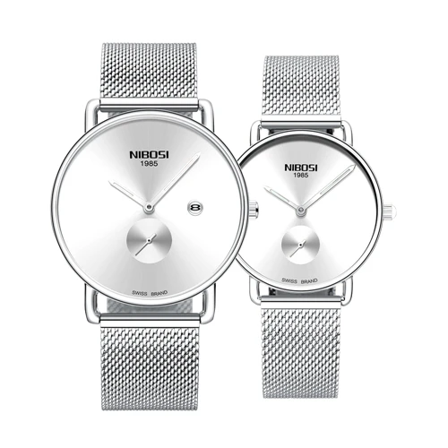 Relogio Masculino NIBOSI для влюбленных Кварцевые часы для женщин и мужчин Relogio Feminino парные сетчатые часы лучший бренд роскошный подарок женские часы - Цвет: 1