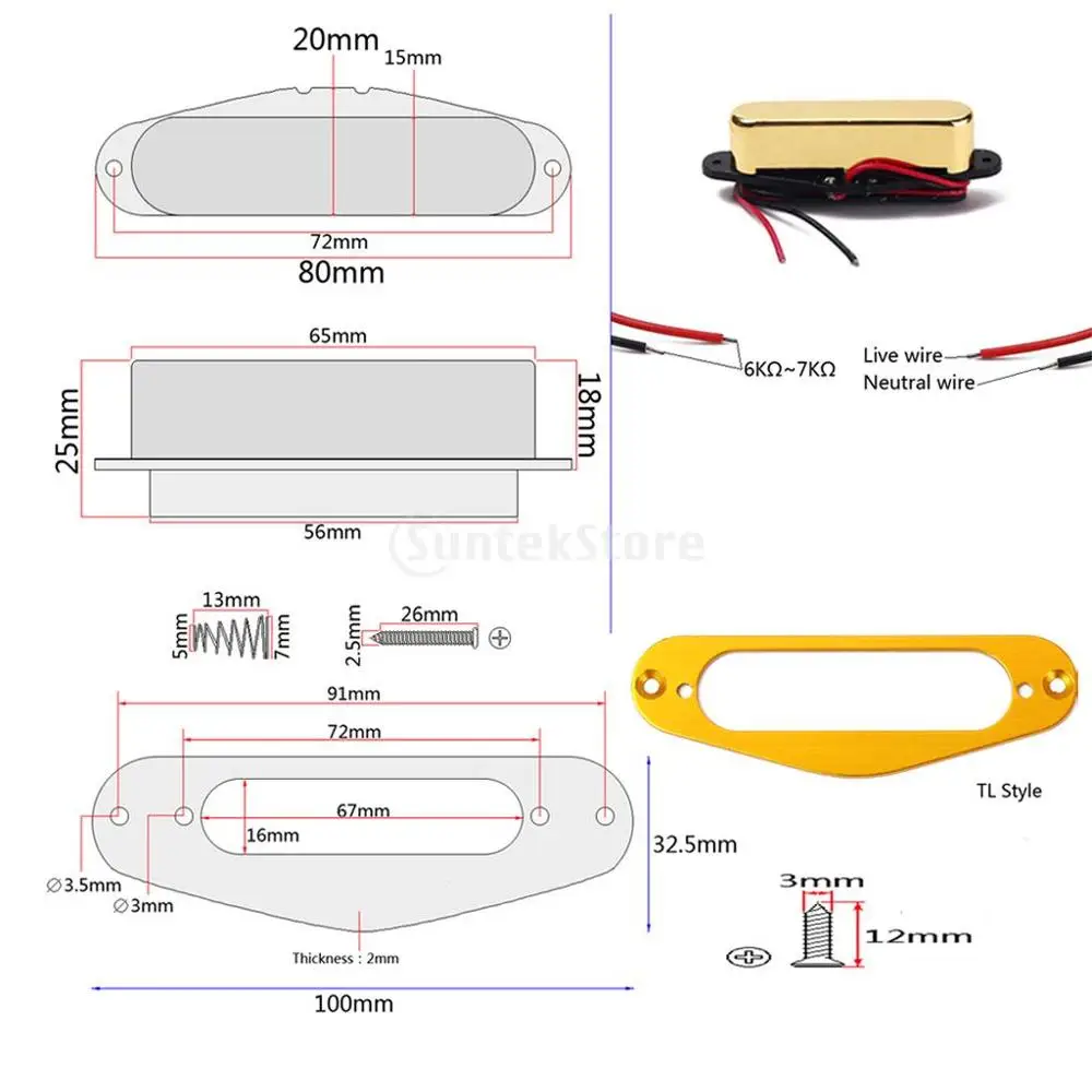 Винтажный Золотой магнит на шею Humbucker для Fender TL стиль электрическая гитара Замена