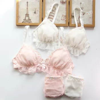 

YOURMIX Relax and Comfortable Lace and Floral Chiffon Sleeping Kawaii and Lolita Bra and Brief Sets