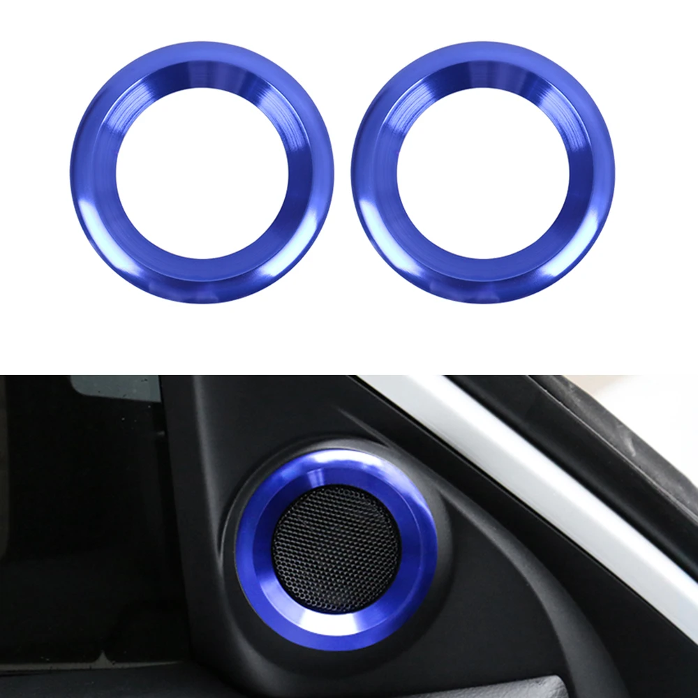 1x Decorations Circle Trims Loudspeaker Anodized Aluminum Car Door Audio Speaker Rings Trims for Honda Civic