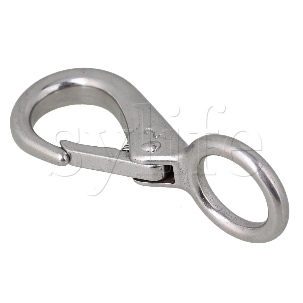 304 Stainless Steel Spring Loaded Fixed Eye Boat Snap Hook Size 2