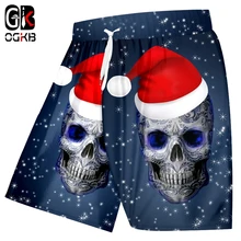 OGKB Новинка, забавный рисунок снежинки, 3D принт, Рождественская Кепка и череп, хип-хоп Уличная одежда, 5XL 6XL, мужские пляжные шорты