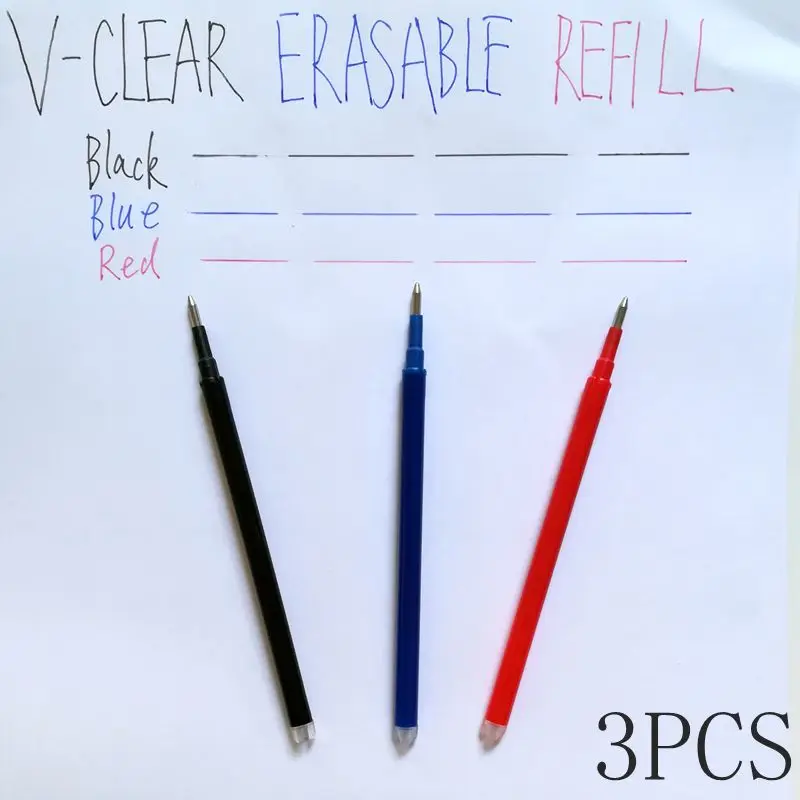 VCLEAR Kawaii Канцелярские стираемая гелевая ручка синие чернила ручка сувенир синий стираемый ручка канцелярские школьные и офисные поставки - Цвет: 3 Colors Refill