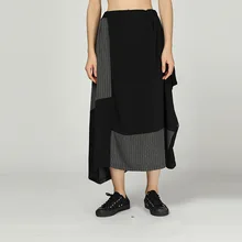 LANMREM весна лето низ для женщин Новая мода уличная полоса сплит-соединение нерегулярные половина тела юбка индивидуальность YH197