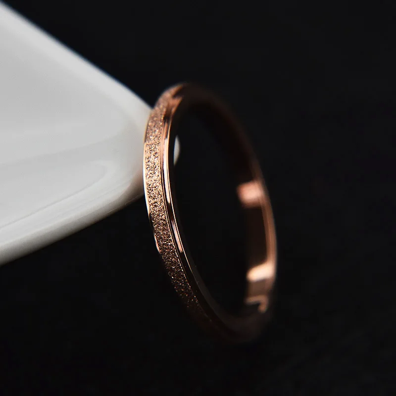 Новое поступление, Винтажное кольцо 2 мм из матовой титановой стали, розовое золото, обручальные кольца, ювелирные изделия для женщин, Anneau BXJ001