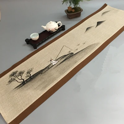 Китайский винтажный хлопковый льняной тканевый коврик для настольного столика, коврик для домашнего декора, Прямоугольный Коврик для чая - Цвет: Шоколад
