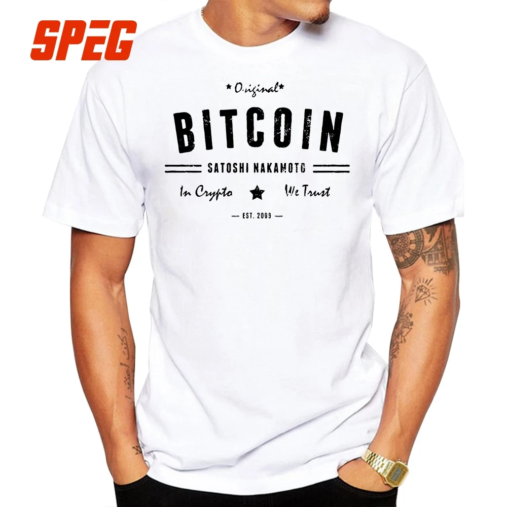 

Bitcoin Original Satoshi Crypto Logo T Shirt Plus Size Print Short Sleeve T-Shirt New High Quality Cotton Men Tee Shirts