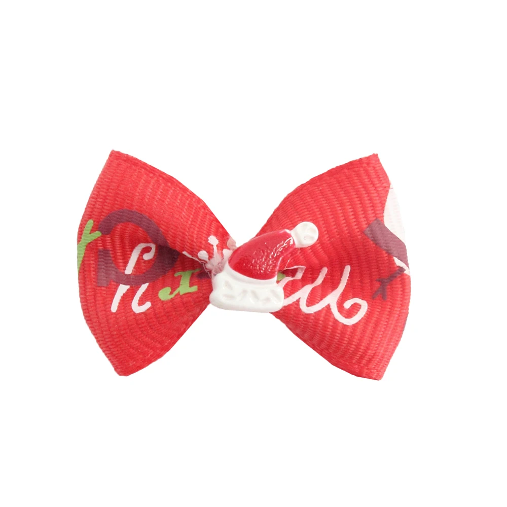 50 Pcs/100 Pcs Handmade Christmas Dog Bow Red Ribbon Grooming Holiday