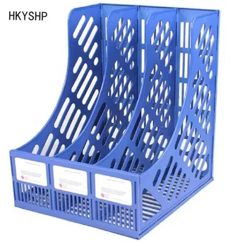 

HKYSHP Three-grids Plastic File Storage Box Office Study Desktop Organizer Shelf for Books Documents School Office Supplies