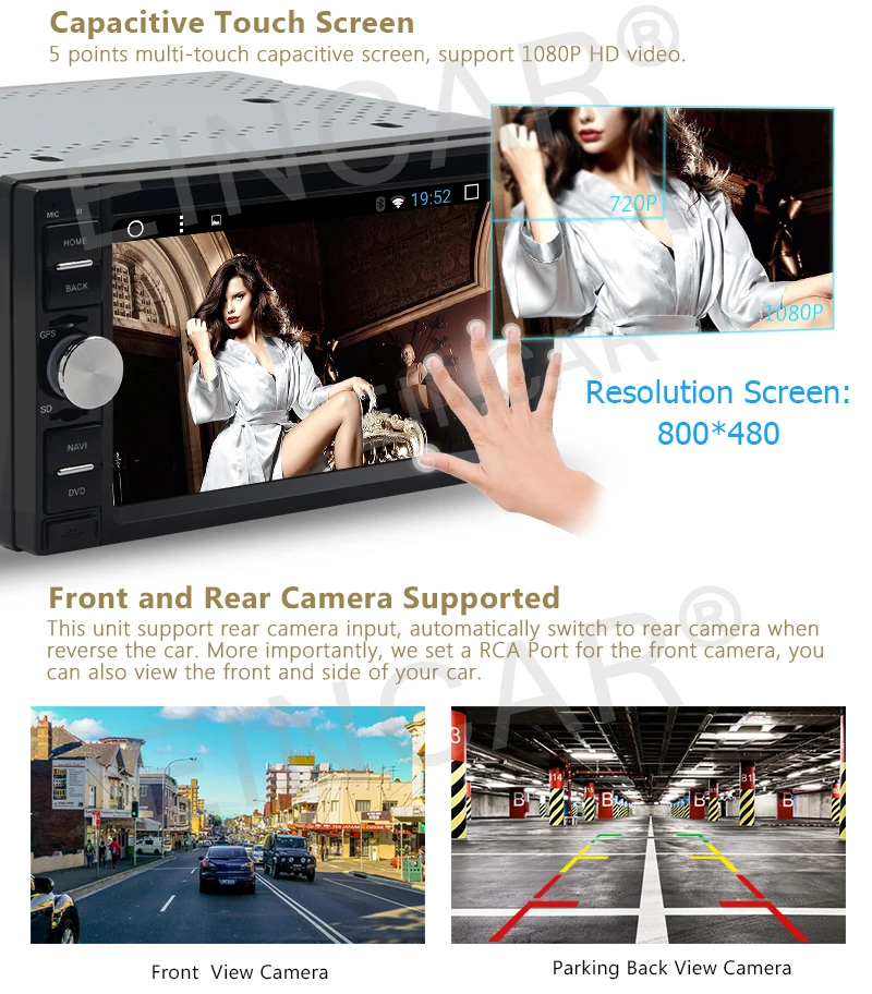 Excellent Android6.0 Car Stereo in Dash Double Din Headunit GPS Navigation 3D Map 5point Touch Screen BT SWC/USB/SD/Bulit-in WIFI/3G/4G 3