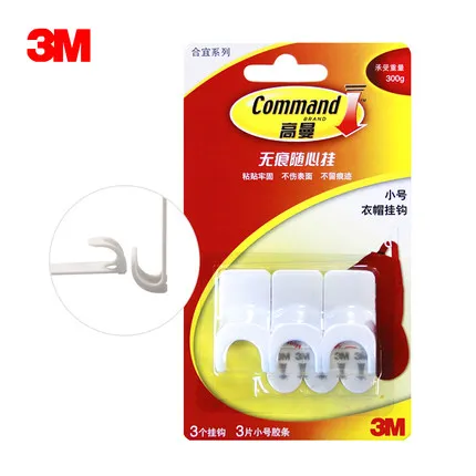 

Small 4packs 3M command hook strong adhesive hook Holds strongly and removes cleanly command hat and clothes hook