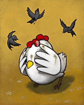 

Modern handmade painting birds play duck on oil canvas for living room decor and wallpaper