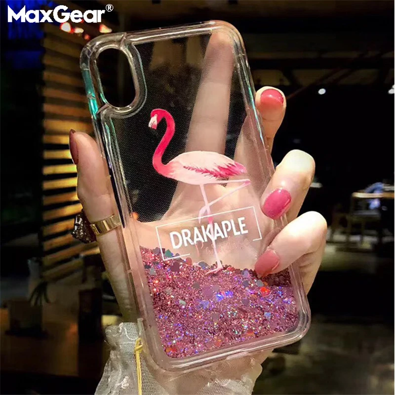 

Dynamic Bling Glitter Flamingo Flowers Liquid Quicksand Soft Case For iPhone 6 6S 7 8 Plus X XR XS MAX 8 Transparent Water Cover