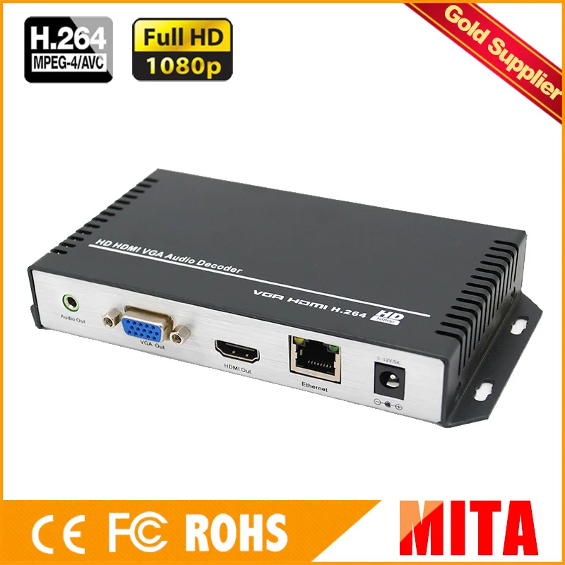  HD H.264 MPEG-4 AVC HMDI+VGA iptv decoder for IP stream with UDP TCP