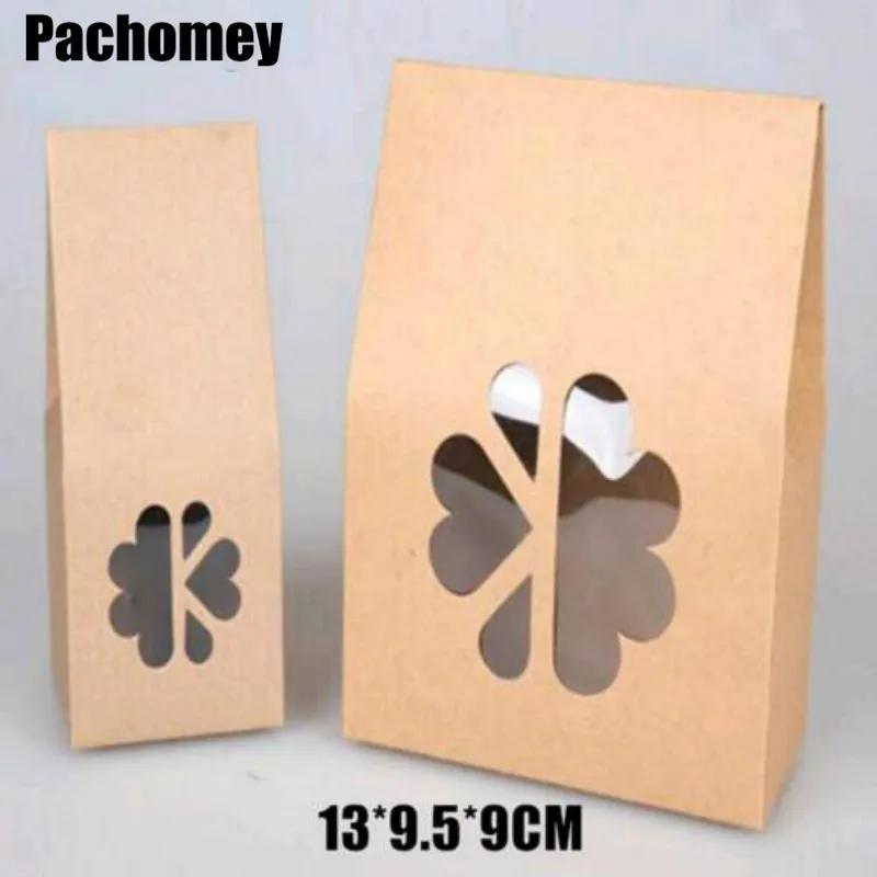 2 Sizes Kraft Paper Box with Floral Pattern PVC Window Birthday Christmas Party Handmade Gifts Package Boxes PP837