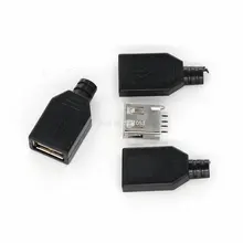 10 шт./лот Тип у муфтовый стыковочный USB 4 Pin разъем с черной Пластик крышка