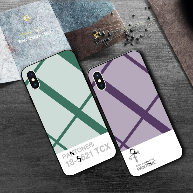 Pantone цветной чехол из закаленного стекла для телефона для iphone 5 6 7 8 6s 6s plus 7plus 8plus x xr xs xsmax