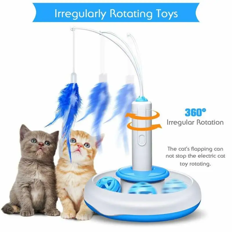 

Hot Sale Feather Interactive Rotating Pet Cat Toys Electric Teaser Funny Cat Stick Toy