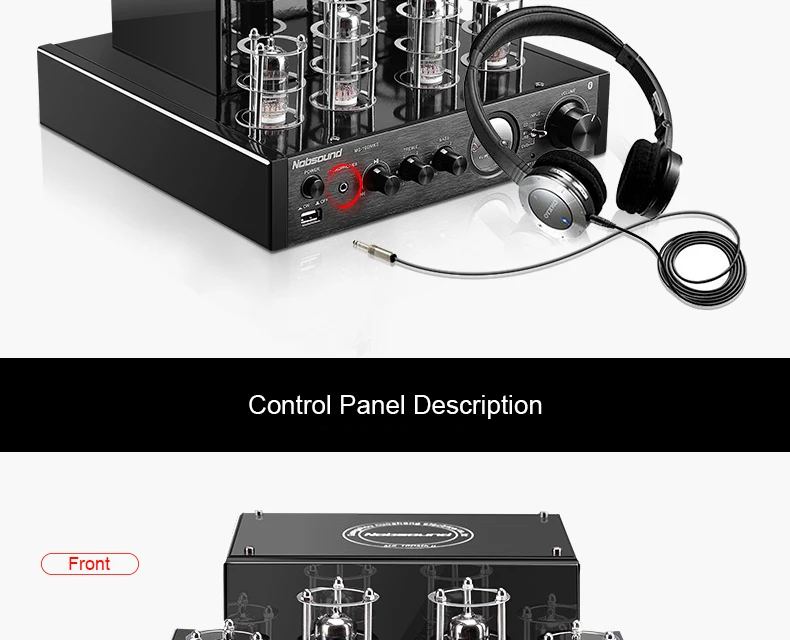 Best Nobsound MS-10DMKII MP3 HiFi 2.0 Home Audio Bluetooth Vacuum Tube Integrated Amplifier Input USB/AUX Power Amplifier 6P1*2+6N1*2 8