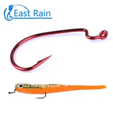 East Rain, 50 шт., рыболовный крючок, 2#1#1/0-3/0#, Мягкая приманка, червь, серия крючков, красный крючок, рыболовная приманка