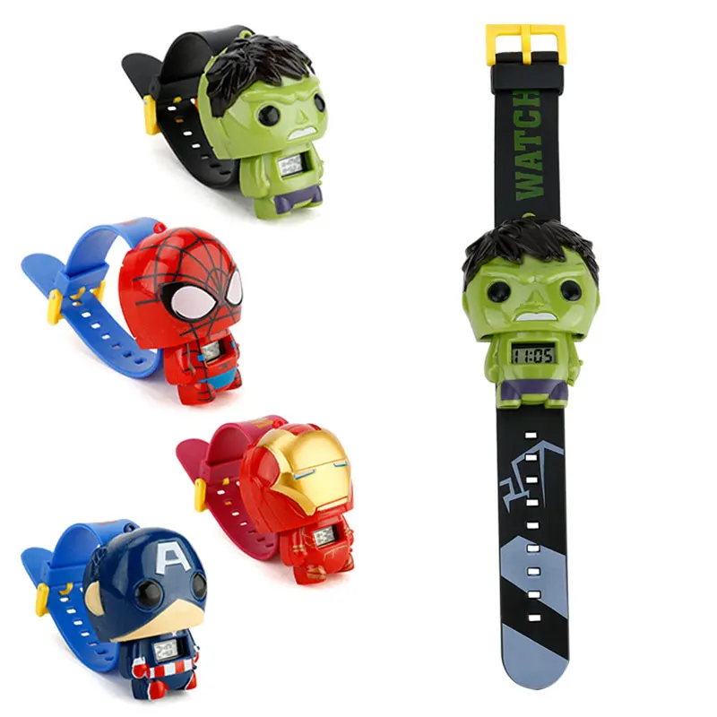 Игрушка для детей, часы для девочек и мальчиков, Бэтмен, Капитан Америка, детские часы Nijago Hulkbuster, железный человек, Человек-паук