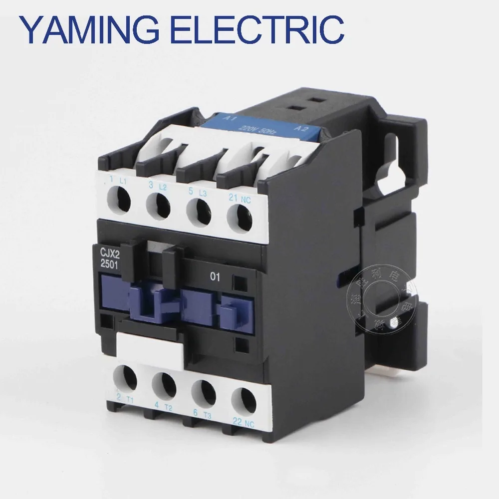 

1 pc/lot 3 Phases 1 NO 1NC 25A switches 50HZ 220V/380V DIN rail mounted LC1-D 11 screws Silver contact CJX2-2510