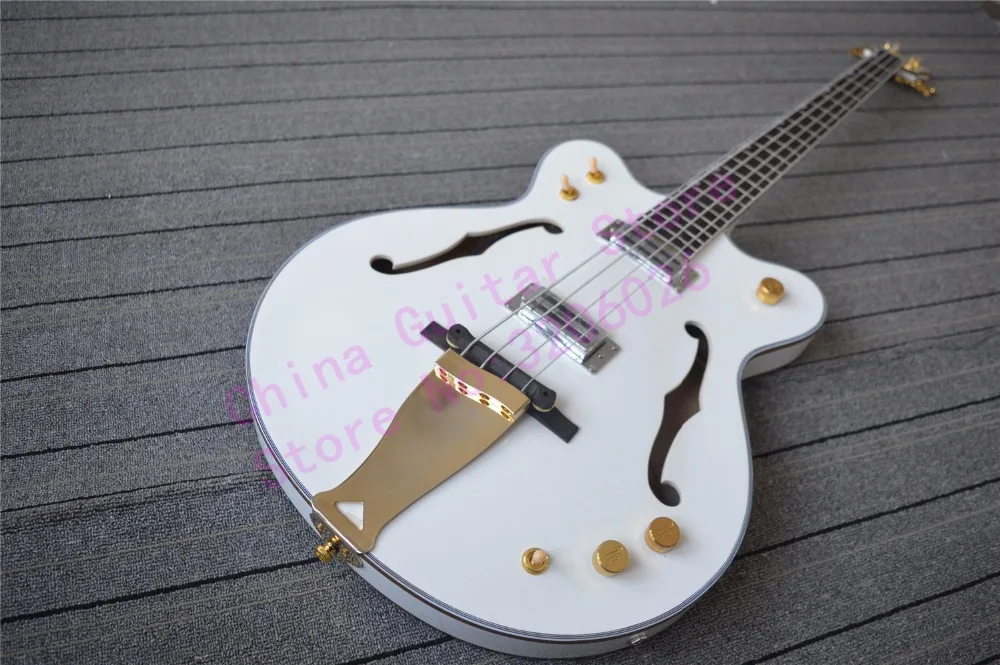 good quality in stock;G H 4 strings white bass guitar