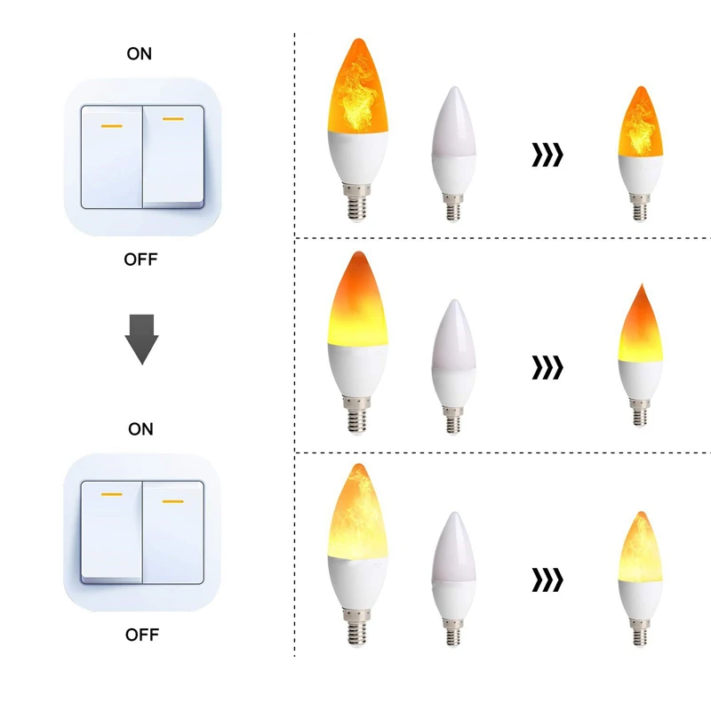 3 режима светодиодный светильник с эффектом пламени E14 E27 B22 Светодиодный светильник с эффектом пламени лампа с мерцающим эффектом 110 В 220 В для Хэллоуина и Рождества
