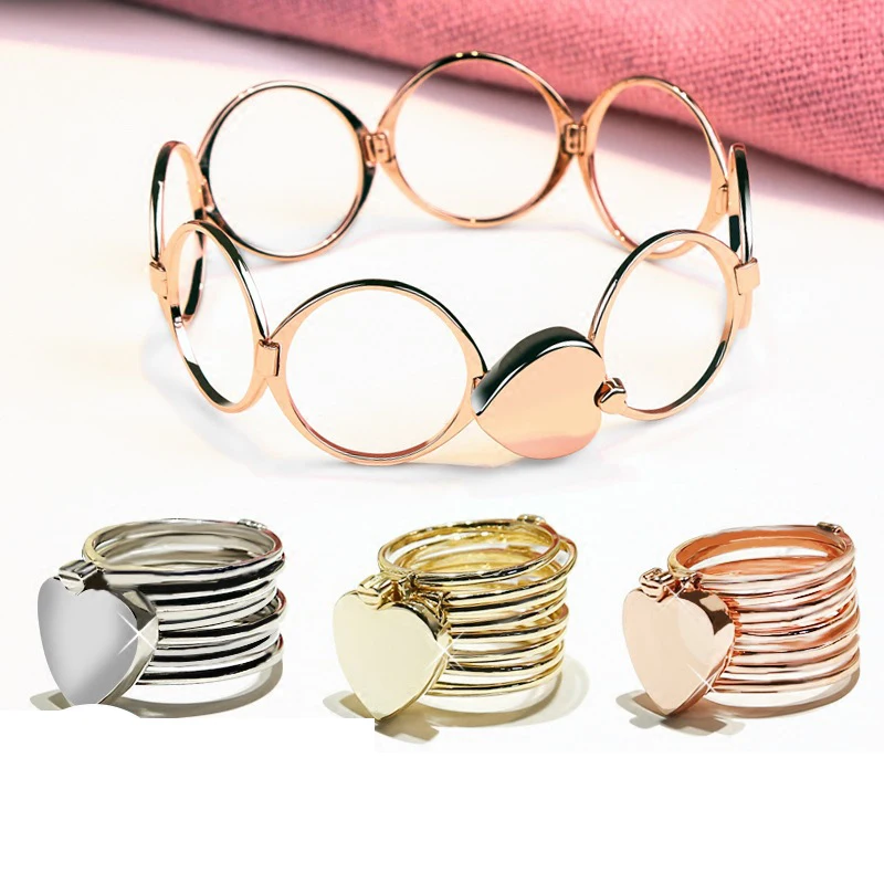2019 Fashion Heart-shaped Telescopic Adjustable Bracelet Integrated Dual Use for Women/Couple Hot Jewelry Gift Accessories | Украшения и