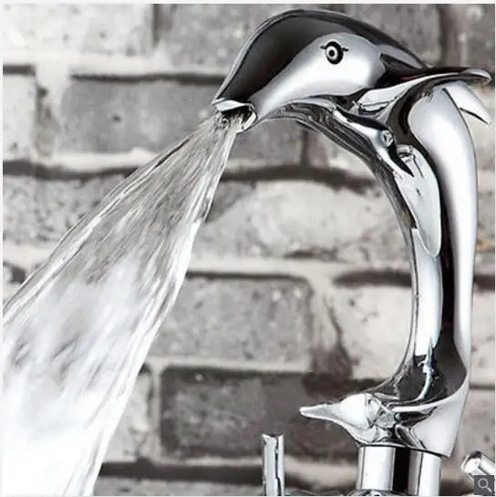 Unique Dolphin Lovely Copper Faucet Bathroom Lavatory Sink Mixer Tapin