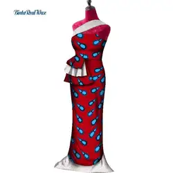Vestido Африканский принт платья для Для женщин кружева лоскутное кружева драпированные прямые платья Базен Riche Африканский Дизайн Костюмы WY203