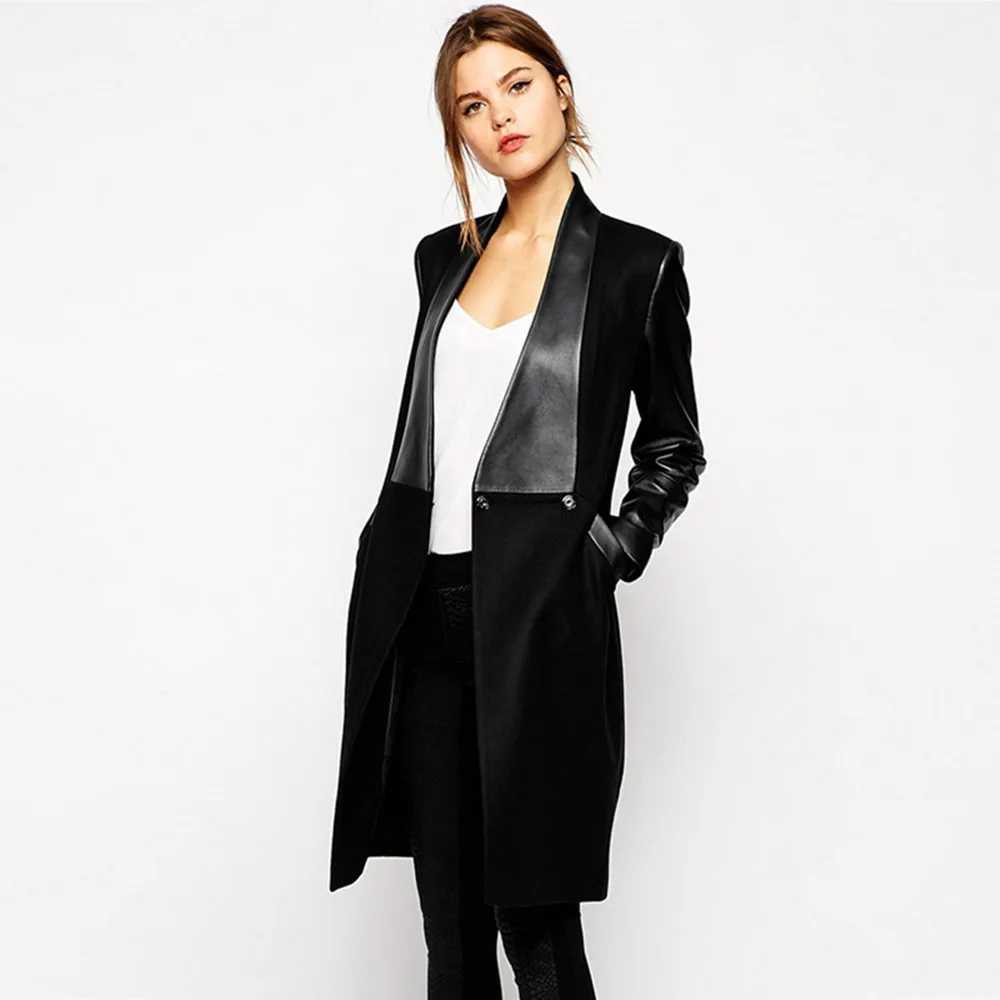 sobretudo preto feminino longo