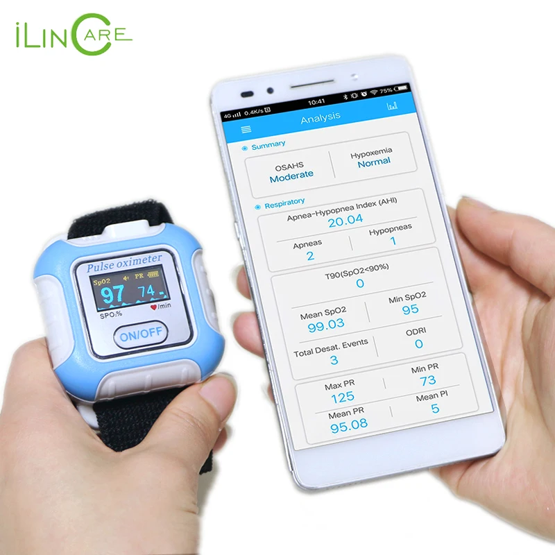 

Wrist pulse meter Bluetooth pulse oximeter SPO2 oximetro de dedo portable oxygen device sleeping Apnea screener pulsioximetro