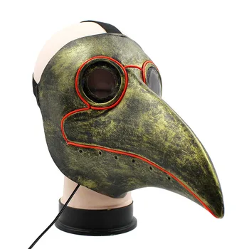 

Led Lighting Plague Doctor Steampunk Bird Leather Halloween Party Mask Costume Cosplay Beak