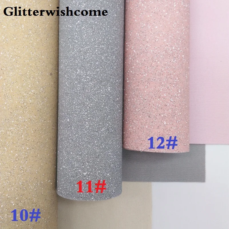 Glitterwishcome 21X29 см A4 Размеры синтетическая кожа, мелкие блестки кожаная сумочка в комплекте подкладочная ткань винил для банты, GM052A