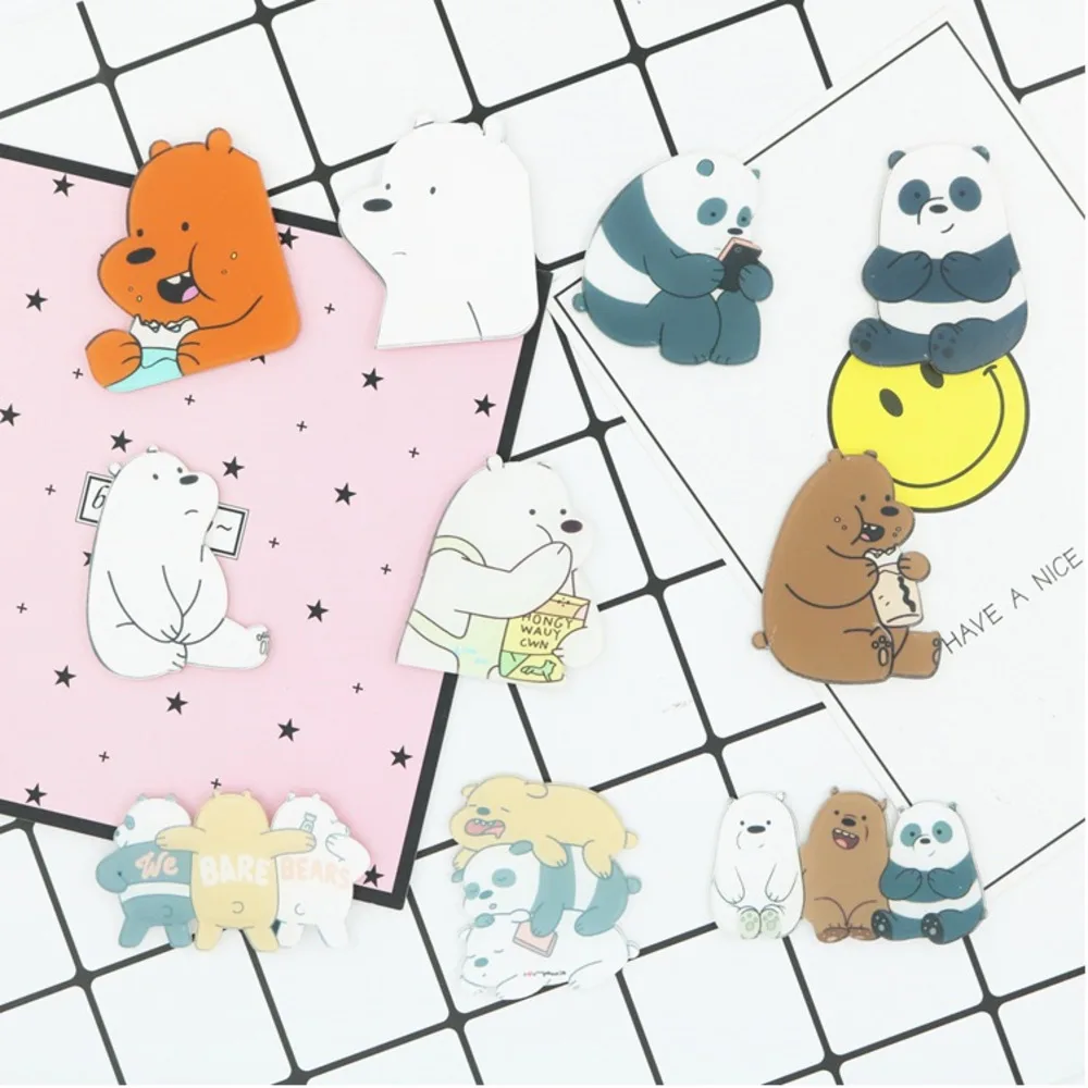 

PGY 1PCS Animal Cartoon Pin Bare Bears Cute Grizzly Panda Ice Bear denim Kawaii Lapel Brooches wholesale badges Fashion Gifts