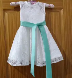 Новинка 2017 года; кружевные платья с цветочным узором для девочек вечерние платья с поясом и бантом для маленьких девочек; детское свадебное