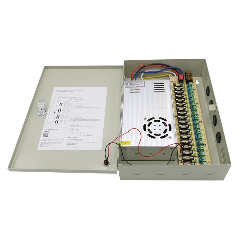 

LED monitoring equipment camera centralized power supply box 12V 30A 360W 18CH output