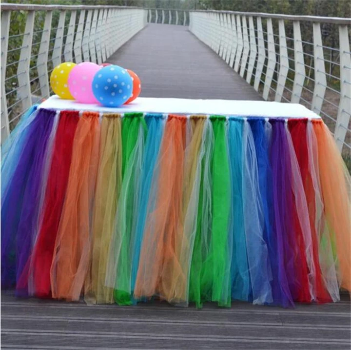 

38 Colors Tulle Tutu Table Skirt For Wedding Party Birthday Decor Sign-in Booth Lace Table Cover DIY Craft Home Textiles Decor