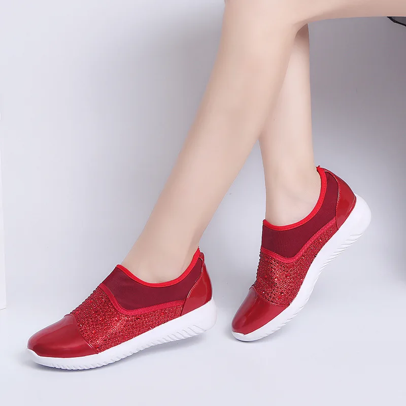 Tangnest/Новинка; красные женские блестящие лоферы на плоской платформе; обувь на плоской подошве без застежки; женская обувь на толстой подошве; женская прогулочная обувь; XWC1428